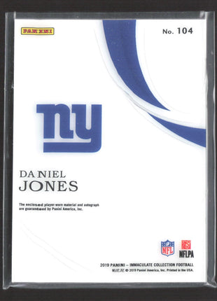2019 Panini Immaculate Rookie Patch Auto Daniel Jones #104 /99