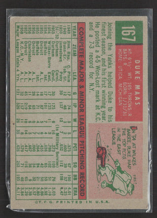 1959 Topps - Duke Maas #167