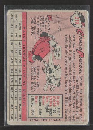 1958 Topps Camilo Pascual #219