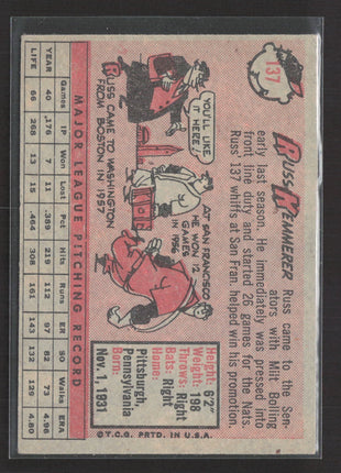 1958 Topps - Russ Kemmerer #137