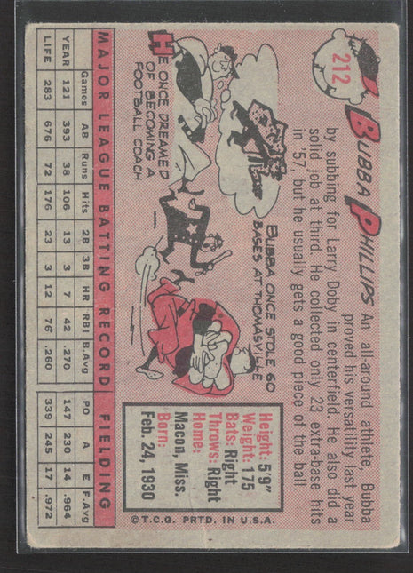 1958 Topps - Bubba Phillips #212
