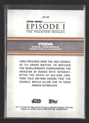 Star Wars Topps Chrome Sapphire Yoda /100 #JC-12 Phantom Menace