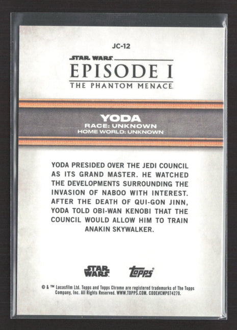 Star Wars Topps Chrome Sapphire Yoda /100 #JC-12 Phantom Menace
