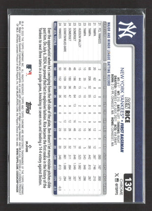 2025 Topps Chrome - Ben Rice #139 Blue Wave Refractor /150 (RC)