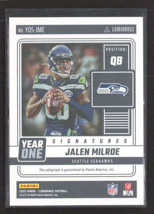 2025 Panini Luminance Jalen Milroe Year One Red Ink Auto Rc #YOS-JME