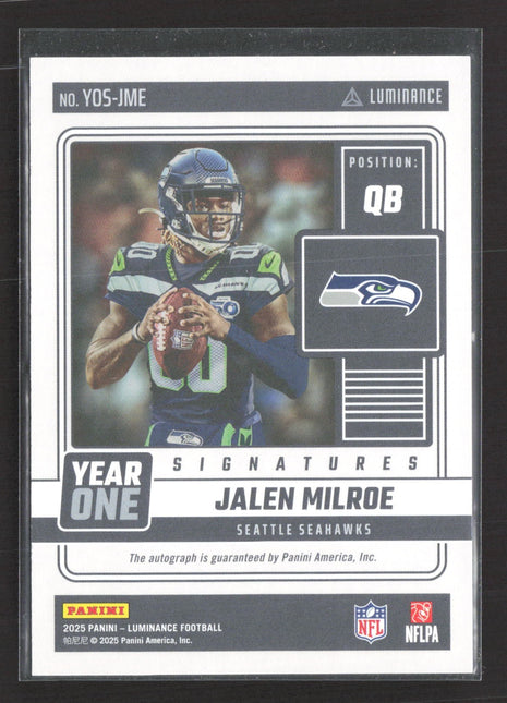 2025 Panini Luminance Jalen Milroe Year One Red Ink Auto Rc #YOS-JME