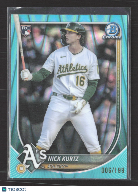 2025 Bowman Chrome Nick Kurtz Aqua Lava Refractor Rc /199 #93