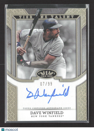 2024 Topps Tier One - Tier One Talent Autographs Dave Winfield #T1TA-DW /99 Auto