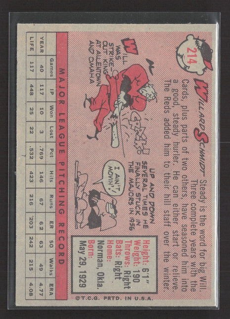 1958 Topps - Willard Schmidt #214