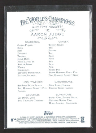 2017 Topps Allen & Ginter Aaron Judge Rc #172
