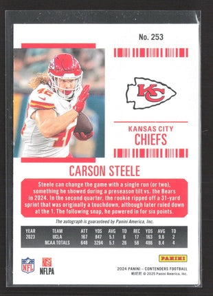 2024 Panini Contenders - Rookie Ticket Carson Steele #253 Rc Auto