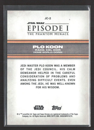 Star Wars Topps Chrome Sapphire Plo Koon Orange /25 #JC-2 Phantom Menace