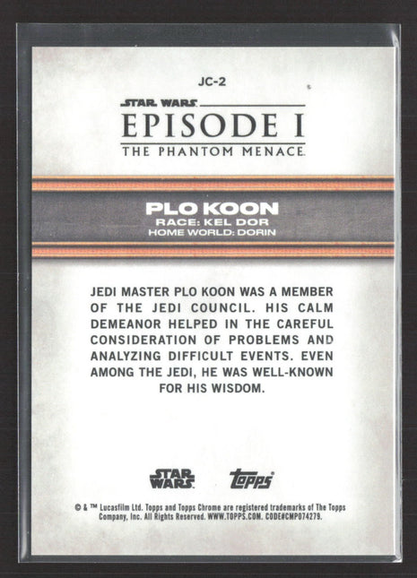 Star Wars Topps Chrome Sapphire Plo Koon Orange /25 #JC-2 Phantom Menace