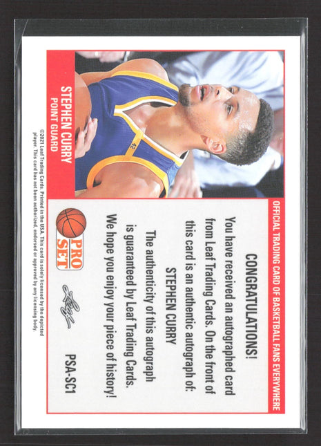 2021 Leaf Pro Set Stephen Curry Auto #PSA-SC1