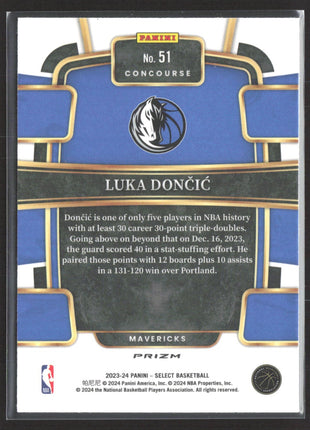2023-24 Panini Select - Concourse Luka Dončić #51 Tiger Stripes Prizm