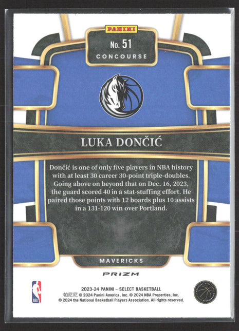 2023-24 Panini Select - Concourse Luka Dončić #51 Tiger Stripes Prizm