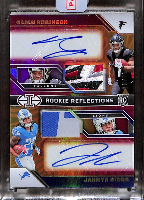 2023 Panini Illusions Bijan Robinson Jahmyr Gibbs RC Reflections Patch Auto /25