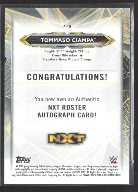 2020 Topps WWE NXT - Nxt Roster Auto Tommaso Ciampa #A-TO Blue /50