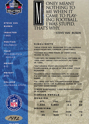 1998 NFL Hall of Fame Signature Series Steve Van Buren Auto /2500
