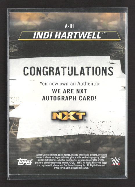 2021 Topps WWE NXT - We Are Nxt Auto Indi Hartwell #A-IH /250 Rc