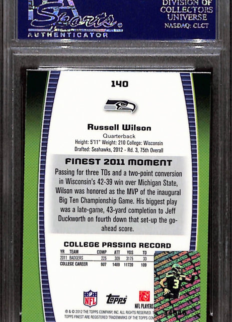 2012 Topps Finest - Russell Wilson #140 (RC) Singed Auto Psa Authentic