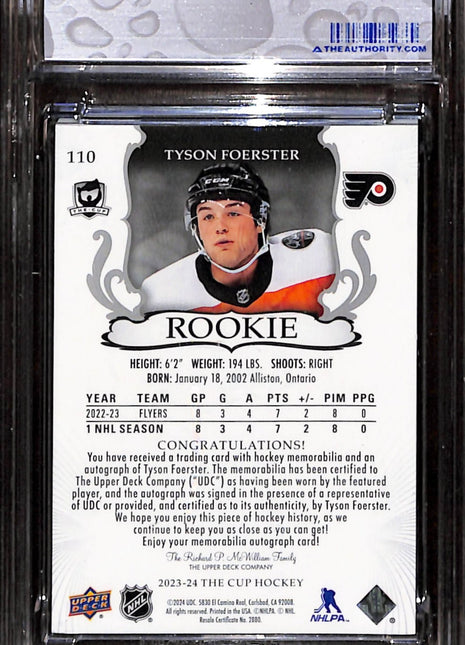 2023-24 Upper Deck the Cup Tyson Foerster Rookie Patch Auto #110