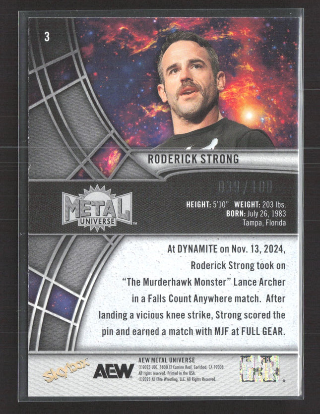 2025 AEW Metal Universe Roderick Strong Precious Metal Gems PMG Red /100 #3