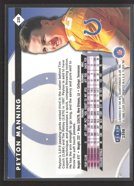 1998 Fleer Tradition Peyton Manning #235