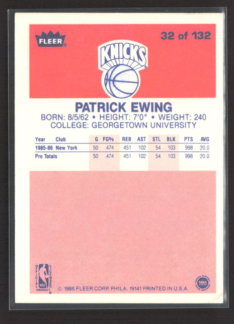 1986-87 Fleer - Patrick Ewing #32 (RC)