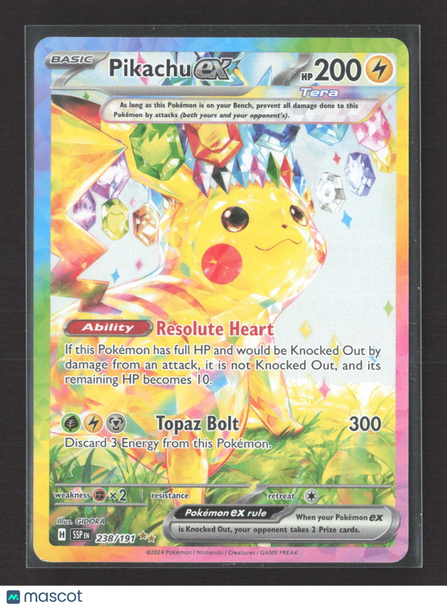 2024 Pokemon Surging Sparks Pikachu Ex 238/191