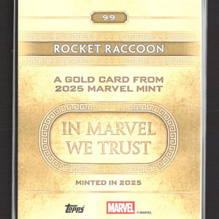 2025 Topps Marvel Mint Rocket Raccoon Minted Gold #99