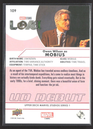 Owen Wilson As Mobius 2024 Upper Deck Marvel Studios Series 1 #109 /100