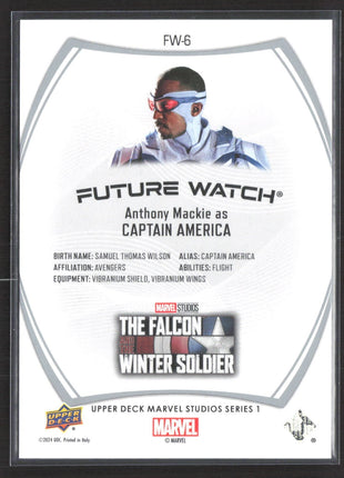 2024 UD Marvel Series 1 Anthony Mackie as Captain America Future Watch /999