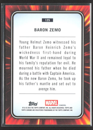 2025 Topps Chrome Marvel Sapphire Baron Zemo Green /99 #125