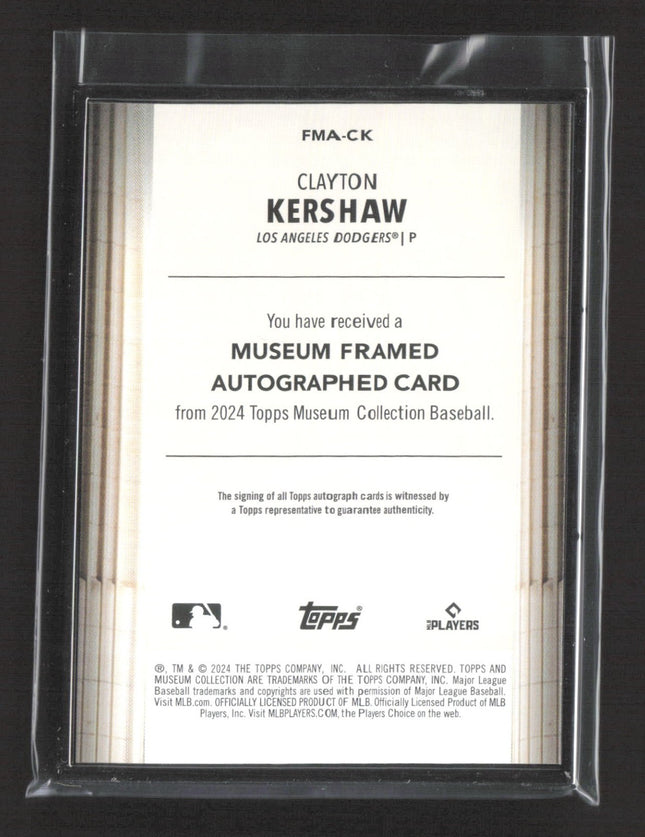 2024 Topps Museum Framed Auto Clayton Kershaw #FMA-CK Black Frame /5 Auto