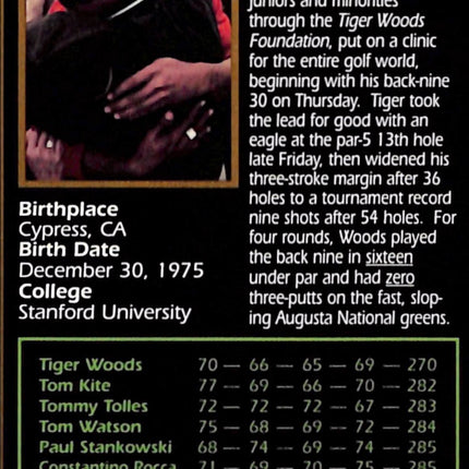 1997 CHampions of Golf Masters Collection Tiger Woods rc