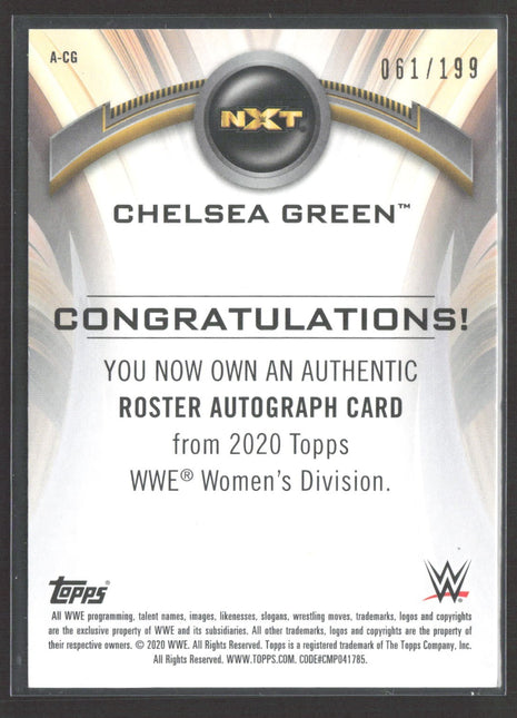 2020 Topps WWE Women's Division Chelsea Green NXT Auto /199 #A-CG