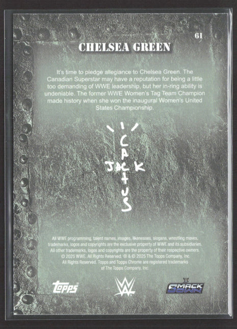 2025 Topps Chrome WWE Cactus Jack Chelsea Green #61 Aqua Lazer /175