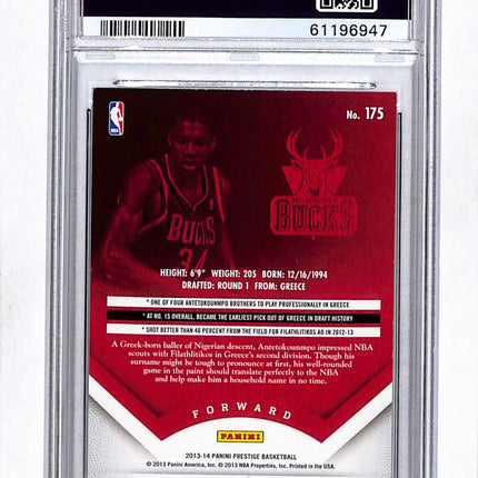 2013 Panini Prestige Giannis Antetokounmpo #175 PSA A