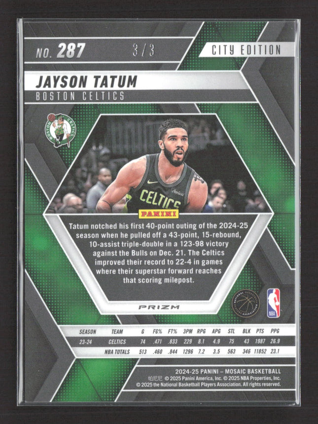 2024-25 Panini Mosaic Fast Break Jayson Tatum Black Gold Disco /3 #287