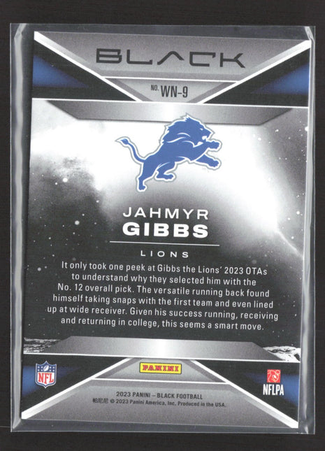 2023 Panini Black Jahmyr Gibbs White Night Rc #WN-9