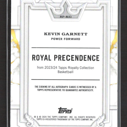 2023-24 Topps Royalty Kevin Garnett Royal Precendence Auto /5 #RP-KG