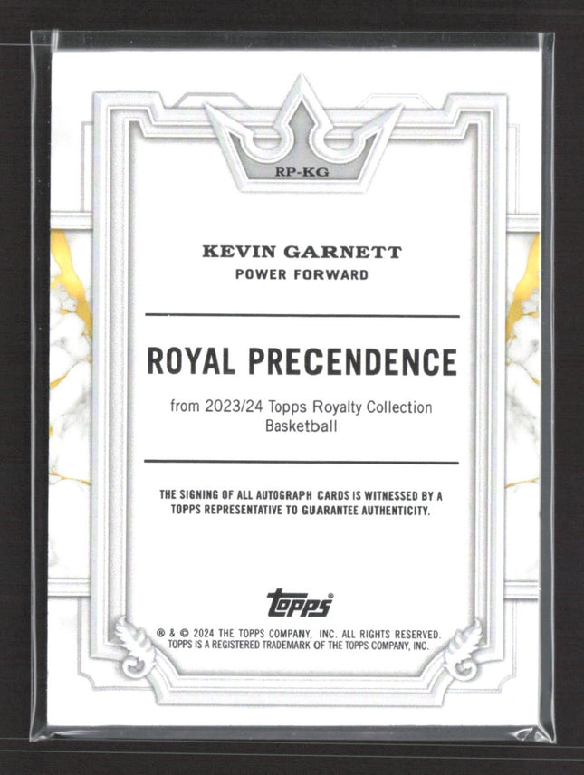 2023-24 Topps Royalty Kevin Garnett Royal Precendence Auto /5 #RP-KG