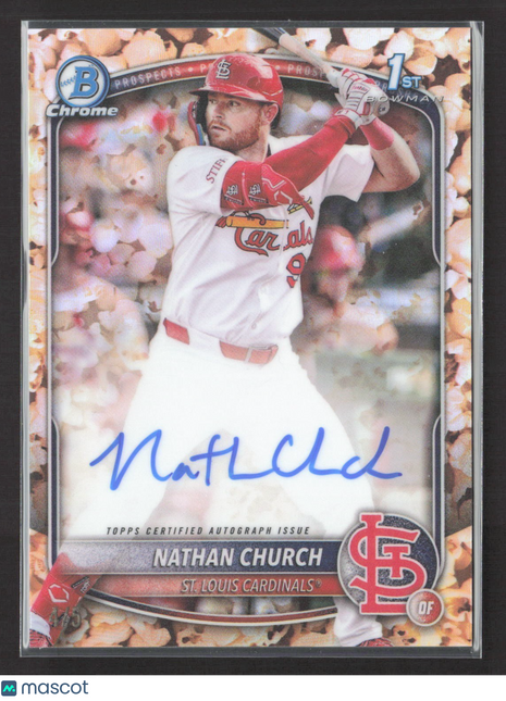 2025 Bowman Chrome Nathan Church 1st Popcorn Refractor Auto /5 #CPA-NCH