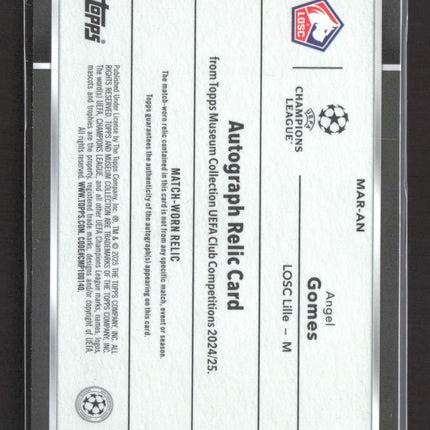 2025 Topps Museum Angel Gomes Jersey Relic Auto Purple /99 #MAR-AN
