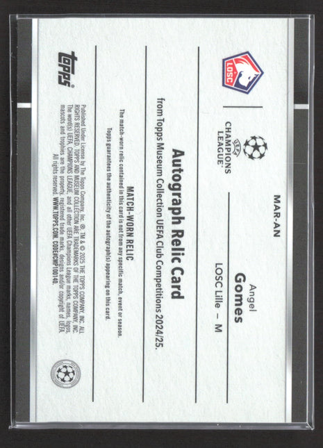 2025 Topps Museum Angel Gomes Jersey Relic Auto Purple /99 #MAR-AN