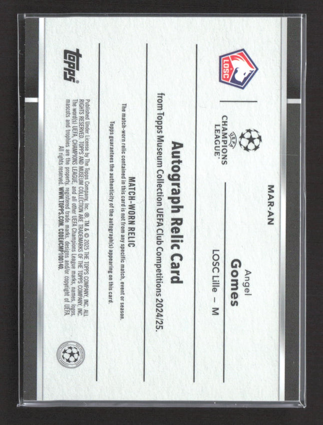 2025 Topps Museum Angel Gomes Jersey Relic Auto Purple /99 #MAR-AN
