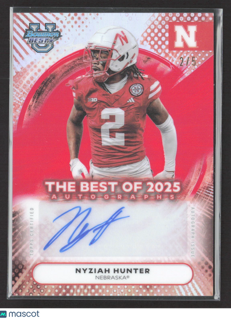 2025 Bowman University Best Nyziah Hunter Red Refractor Auto /5 #BOA-NHU