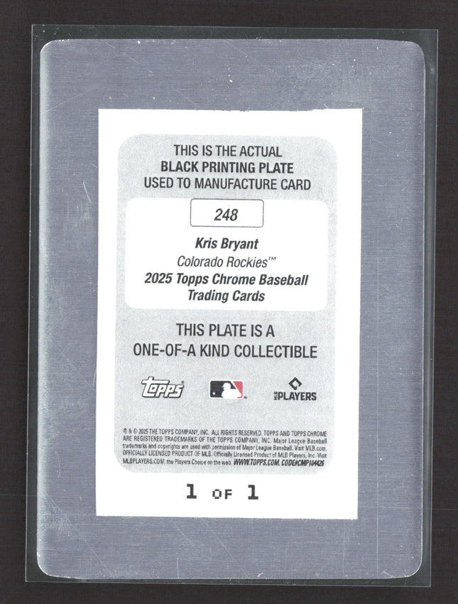2025 Topps Chrome - Kris Bryant #248 Printing Plate Black 1/1
