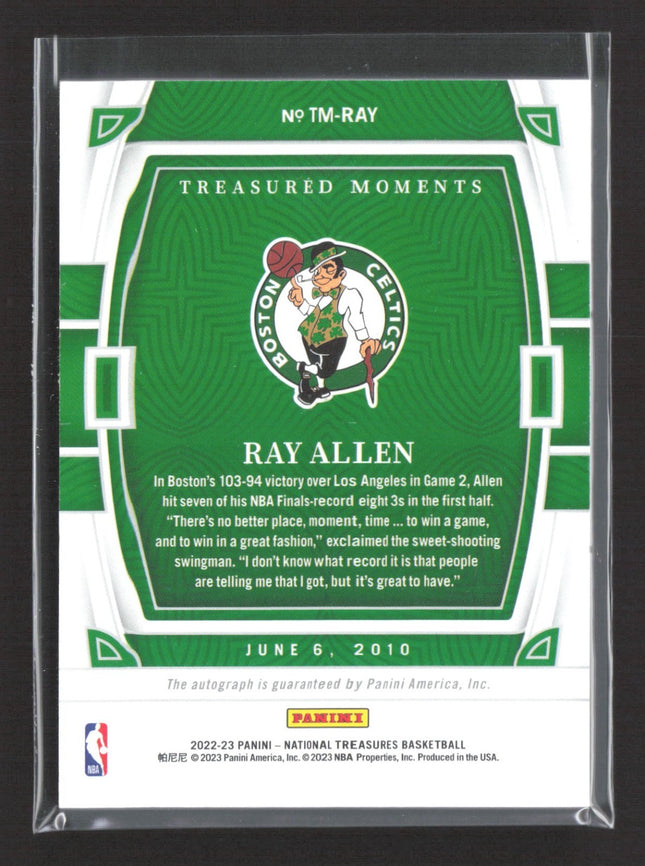 2022-23 Panini National Treasures Ray Allen Treasured Moments Auto /49 #TM-RAY
